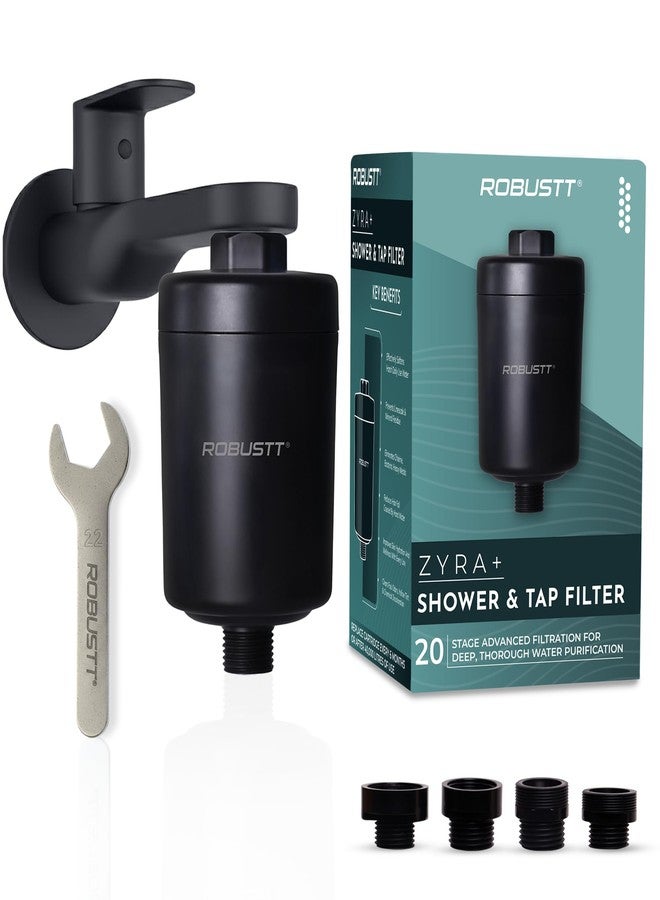 روبوست فلتر ومنعم مياه قوي من 20 مرحلة للدش/الحنفية للاستخدام المنزلي (أسود) | يقلل من تساقط الشعر وجفاف البشرة وتراكم الترسبات الكلسية | فلتر للمياه العسرة للحنفية والدش والدش اليدوي | مناسب لمياه الآبار/الصهاريج - Image 1